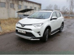 Защита передняя двойная 60-42 мм для Toyota RAV4 № TOYRAV15-24